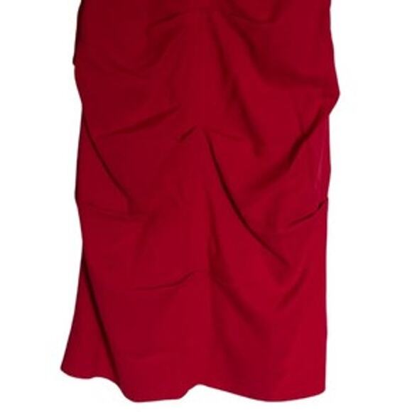 Nicole Miller Collection Red Silk Dress Womens Size 0 Sleeveless Lined Ruche Sex - Picture 5 of 6